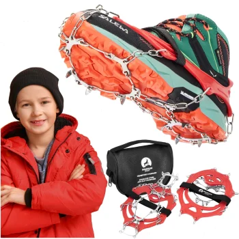 MOUNTAIN GOAT Kids Crampons Ice Cleats for Children L (32-36), Red