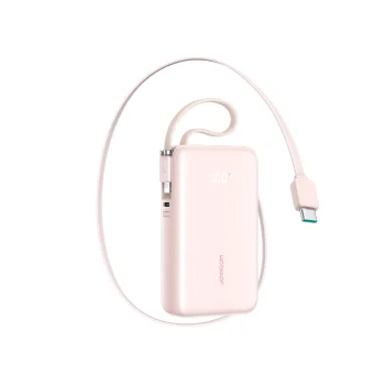 Joyroom JR-PR2L 10000mAh 35W Power Bank with Built-in USB-C and Lightning Cables - Pink