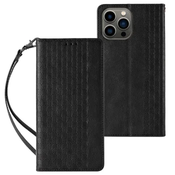 Wallet Book Case for iPhone 12 Pro Max with Stand and Lanyard, Black