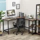 Leobert Corner Computer Desk with Two Shelves, Brown