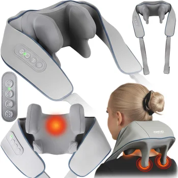 Neo-Sport NS-505 Wireless Shiatsu Neck and Back Massager with Heating