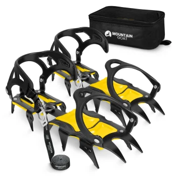 Mountain Goat STANDARD Hiking Crampons Size 36-46 with Pouch, Black and Yellow