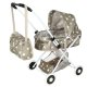 Deep doll pram carrycot with shoulder bag, beige-grey star pattern