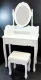 Makeup Vanity Table with Mirror and Stool Set, White