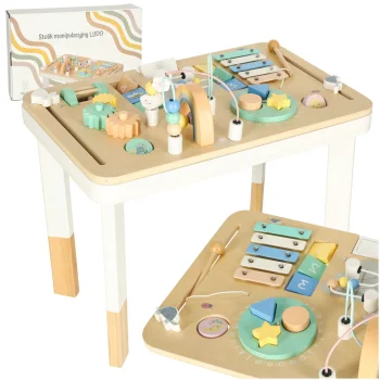 LULILO LUDO Wooden Educational Activity Table 2-in-1, Mint