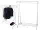 Metal Standing Clothes Rack with Shoe Shelf, White