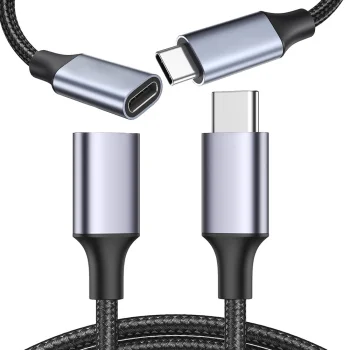 2m USB-C Extension Cable in Braided Sleeve – Fast Charging & Data Transfer