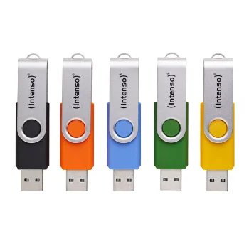 USB Flash Drive Intenso Office Line 5x 64GB USB 3.2 Gen 1 Multipack 5-Piece, Multicolour