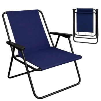 Lightweight Folding Camping Chair with Backrest 100kg, Navy Blue