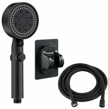 Shower Head with Hose and Wall Mount, Black