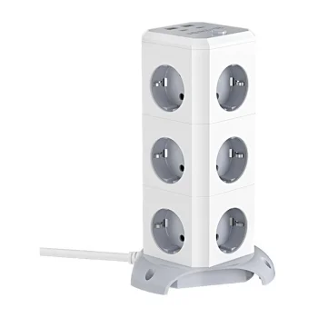 BlitzWolf BW-EC3 Vertical Power Strip, 12 AC Outlets, 2x USB-A, 2x USB-C, 1.8m