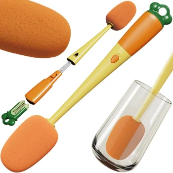 Long Bottle and Glass Cleaning Brush with Sponge 3in1, Mixed Colors