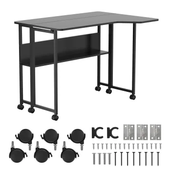 Maclean MC-126 L/B Folding L-Shaped Desk, 100x73cm, Black