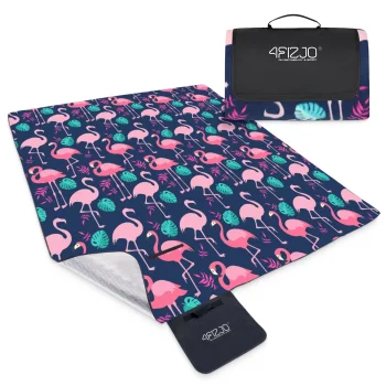4Fizjo Insulated Picnic and Beach Blanket 200x200 cm, Flamingos