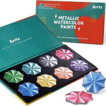 Arrtx 8 Colors Metallic Watercolor Solid Paints APW-001-M0108