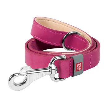 WAUDOG Natural Leather Dog Leash 25 mm x 122 cm, Pink