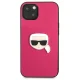 Karl Lagerfeld iPhone 13 mini Case Leather Ikonik Karl\'s Head, Pink