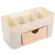 Cosmetic and Jewelry Organizer with Drawer, Cream/Pink