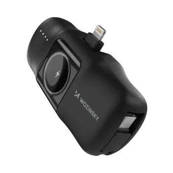 Wozinsky WF16-YLS 5000mAh 15W Mini Power Bank with Apple Watch Charger, Black