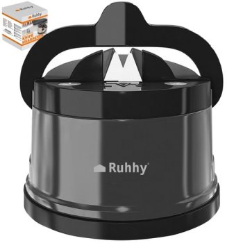 Ruhhy 24785 Knife and Scissors Sharpener (Tungsten Carbide, Suction Base)