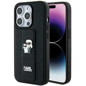 Karl Lagerfeld iPhone 13 / 13 Pro Case Gripstand Saffiano Karl&Choupette, Black