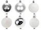 Christmas Tree Baubles 3cm, 36 Pcs, Silver and White