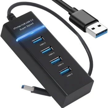 4-Port USB 3.0 Hub Adapter, Black