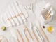 Kitchen Knife and Utensil Set with Block and Cutting Board, 19 Pieces, White