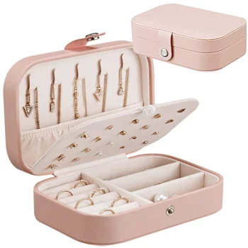 Elegant Capacious Jewelry Box Organizer, Pink