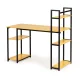 Computer desk with shelves, metal frame, ModernHome, light oak