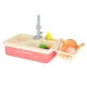 Kids sink with real running water and kitchen accessories, 15 pcs, pink