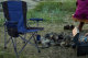Folding Fishing and Camping Chair with Armrests and Cup Holder, Navy Blue
