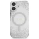 Guess HC Resin Bottom Glitter MagSafe Case for iPhone 16, Silver