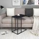 C Shaped Side Table for Laptop Faux Marble End Table for Couch ModernHome, Black