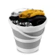 Massido MS-681 Collapsible Silicone Bucket with Lid and Strainer, 10 L, Grey