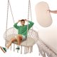 Double Stork\'s Nest Swing with Tassels, Beige
