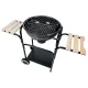 Garden grill with lid, round, on wheels, hq