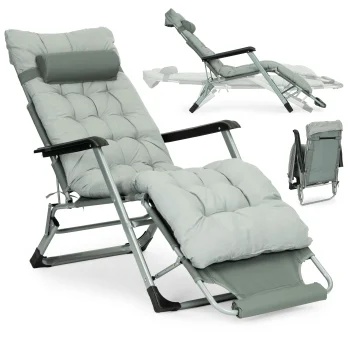 Garden Beach Lounger 2-in-1 with Cushion MultiGarden, Grey