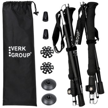 Folding Trekking and Nordic Walking Poles, Black