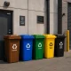 Set of 3 Waste Bins 3x240L Blue Green Yellow