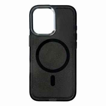 Dėklas iPhone 16 Glitter Case MagSafe, juodas su blizgučiais