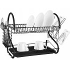 Divstāvīgs Divlīmeņu Dubultais Metāla Trauku Žāvētājs, Melns | Double Metal Dish Dryer