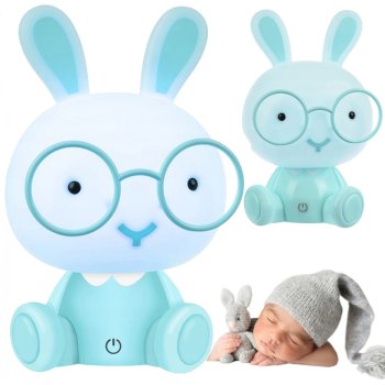 Kids LED Bunny Night Light Desk Lamp for Children, Blue