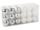Shatterproof Christmas Tree Baubles Set 6cm, 36 pcs, Silver/White