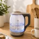 Electric Kettle, Glass, 1500W, 2L, LED Illumination, Brown