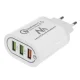 Maclean MCE479 W Wall Charger, Quick Charge 3.0, 3x USB Ports, White