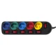 Maclean MCE204M Power Strip, 5 Outlets with Switches, 1.5m, Multicolor
