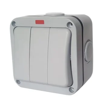Weatherproof 3-Gang Switch, IP66, 16A, EU, Grey/White