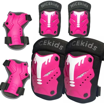 NICEkids Kids Protective Gear Set for Roller Skates and Bikes, S/M, Pink