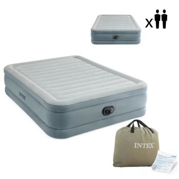 INTEX 64824 Queen Size Air Mattress with Built-in Electric Pump 203x152x46 cm